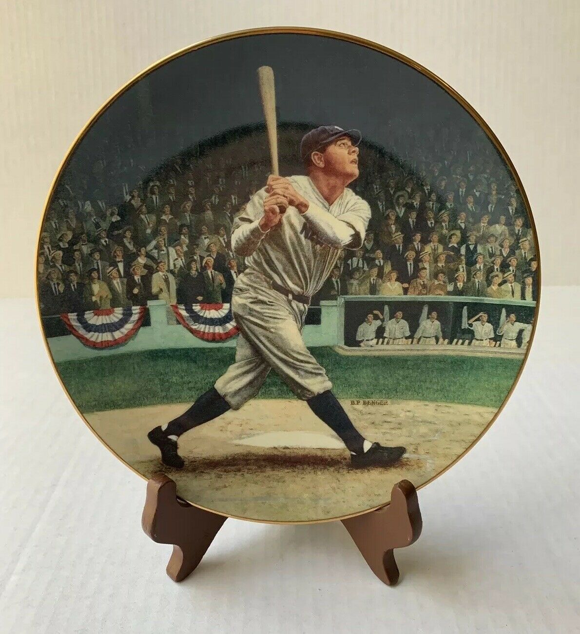 Babe Ruth The Called Shot Limited Edition Delphi Plate 22 Karat Gold ...