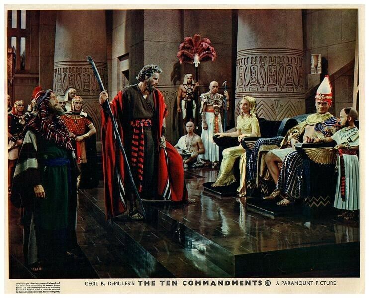 Ten Commandments Original Lobby Card Charlton Heston Yul Brynner Anne ...